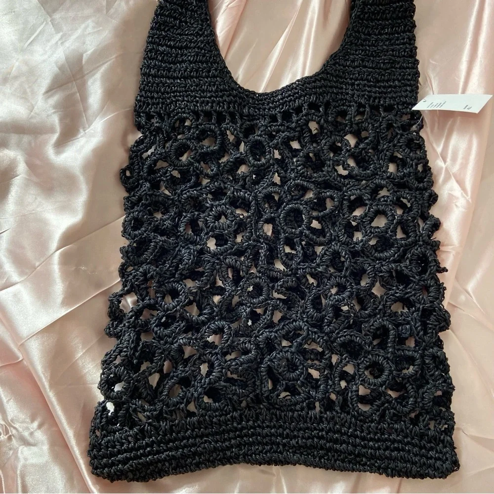 Urban Outfitters UO black raffia hobo woven bag purse farmers market new tags